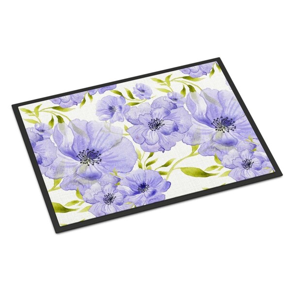 Carolines Treasures Watercolor Blue Flowers Indoor or Outdoor Mat, 18 x 27 in. BB7491MAT - main